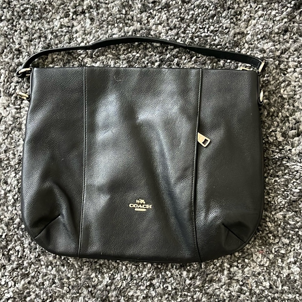 Coach Isabelle East/West Pebble Leather Convertible Shoulder Bag Black Crossbody - Picture 2 of 8